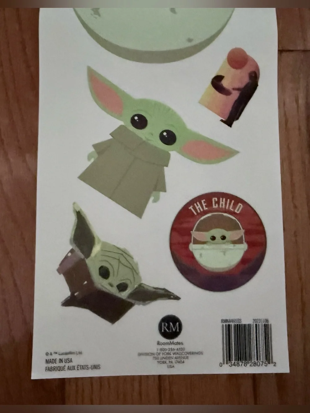 Star Wars Mandalorian Grogu 7pc Wall Peel and Sick Decal Sheet Lot of 7